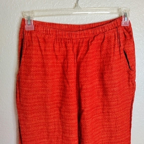 FLAX langenlook elastic waist ankle linen pockets straight leg pants sz S - Picture 2 of 7